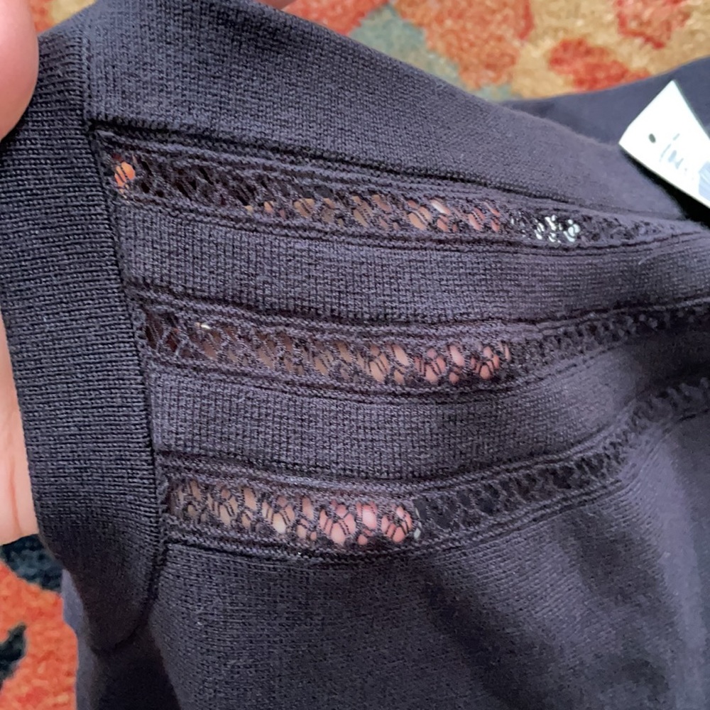 KATE SPADE Square Neck Open Cable Sweater Black Fit Flare Mini Dress Size Small - Picture 9 of 16